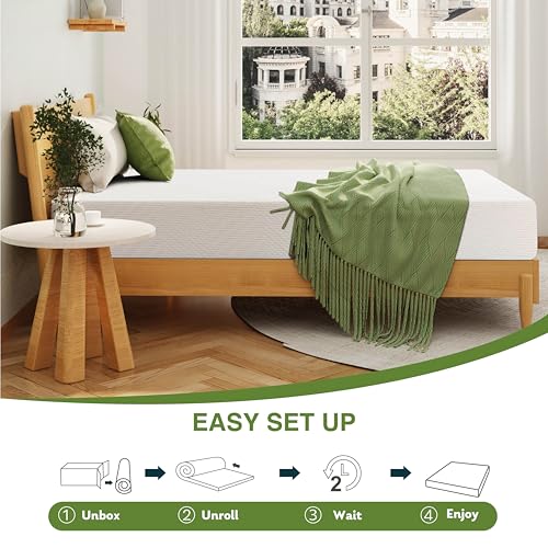 EGOHOME Green Tea Memory Foam Mattress - Full Size - White