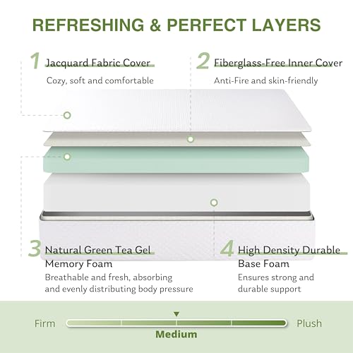 EGOHOME Green Tea Memory Foam Mattress - King Size - White