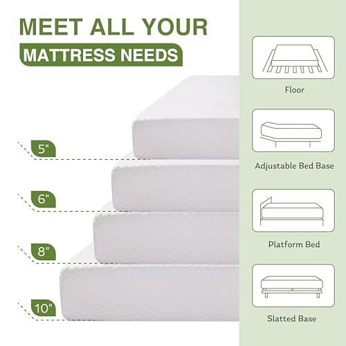 EGOHOME Green Tea Memory Foam Mattress - Queen Size - White