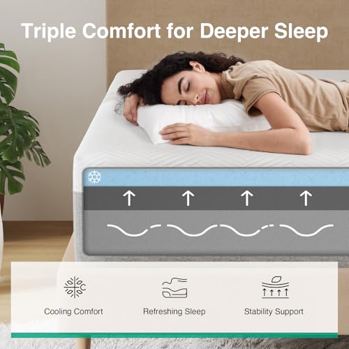 Novilla Gel Memory Foam Mattress - Queen Size - Grey